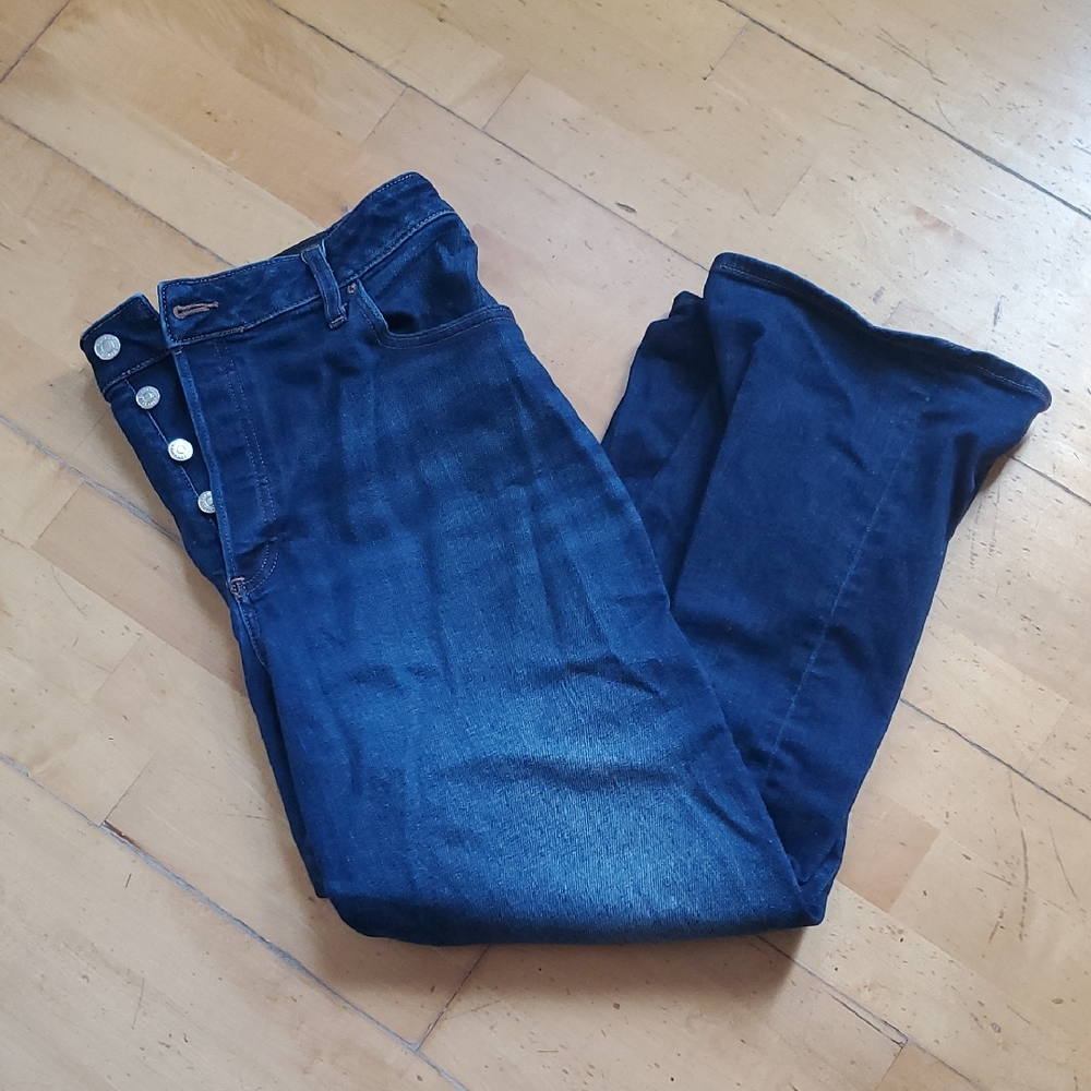 Express Denim Jeans with Contrast Stitching And Button Front